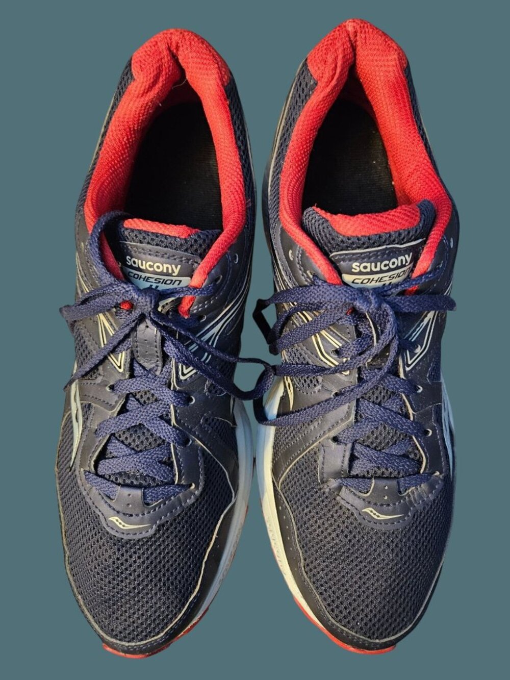Saucony Cohesion II Navy & Red Running Sneakers Men Size 11 - Picture 3 of 12